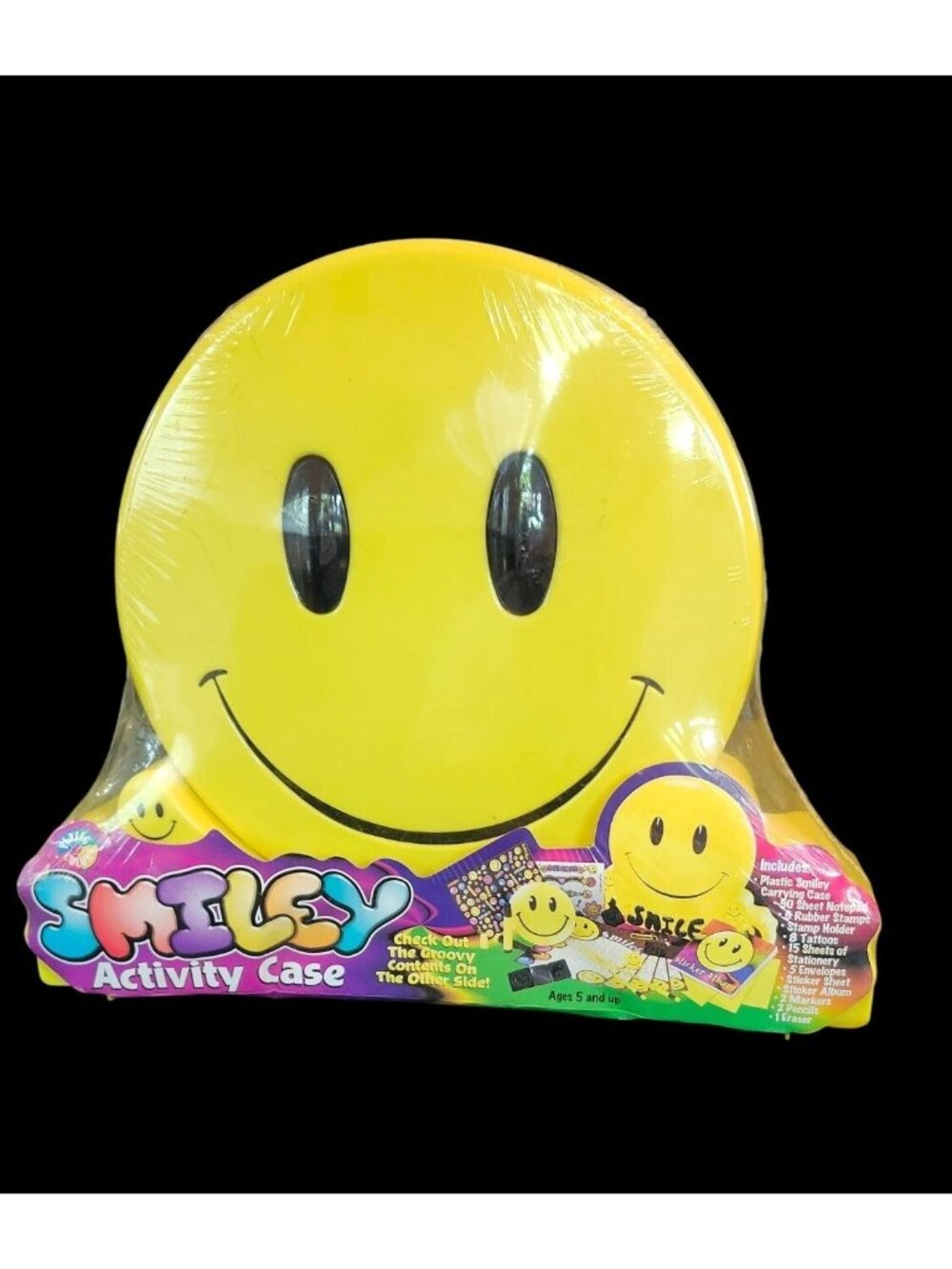Smiley Kids Activity Case 1990s Retro Sealed Carry Case  Stationery Stickers Toy